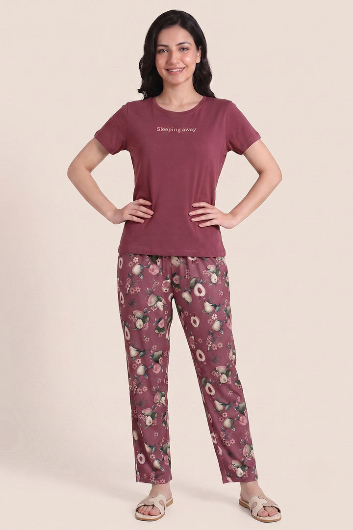 Zivame Buttersoft Fruity Collection Knit Poly Pyjama Set - Mesa Rose — image 2